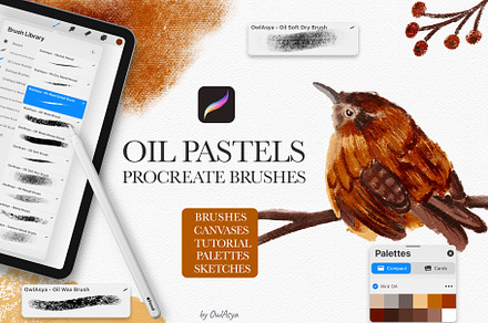 Oil Pastels Procreate Brushes, a Brush Add-On by owlasya