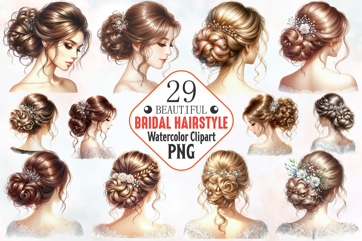 Beautiful Bridal Hairstyle Clipart, a Person Illustration by RobertsArt (Photo 1 of 7)