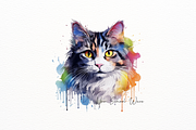 Cat Portraits with Paint Splashe, a Decorative Illustration by New-School-Wave (Thumbnail 4 of 5)