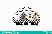Trick Or Treat Cute Ghost Png, an Illustration by Watercolor design (Thumbnail 1 of 3)