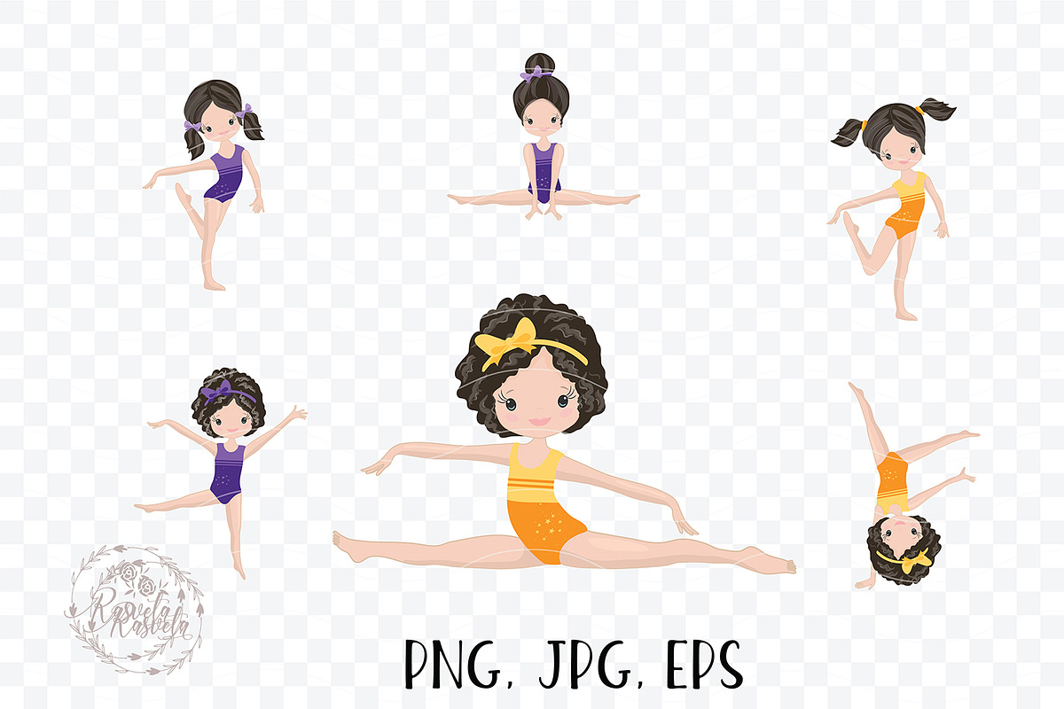 Girls Gymnastics Cute Clipart/ 3, an Education Illustration by Rasveta (Photo 6 of 10)