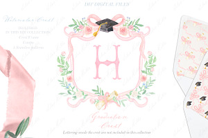 Graduation Pink Watercolor Crest DIY