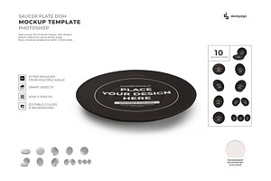 Saucer Plate Dish Mockup Template, a Household Mockup by DesignRushMarket