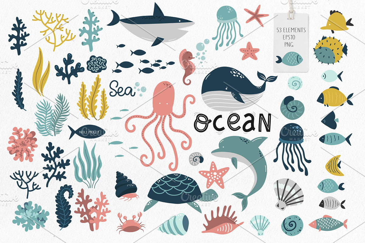 Cute animals. Underwater World, a Background Graphic by Noli Molly Store (Photo 2 of 12)