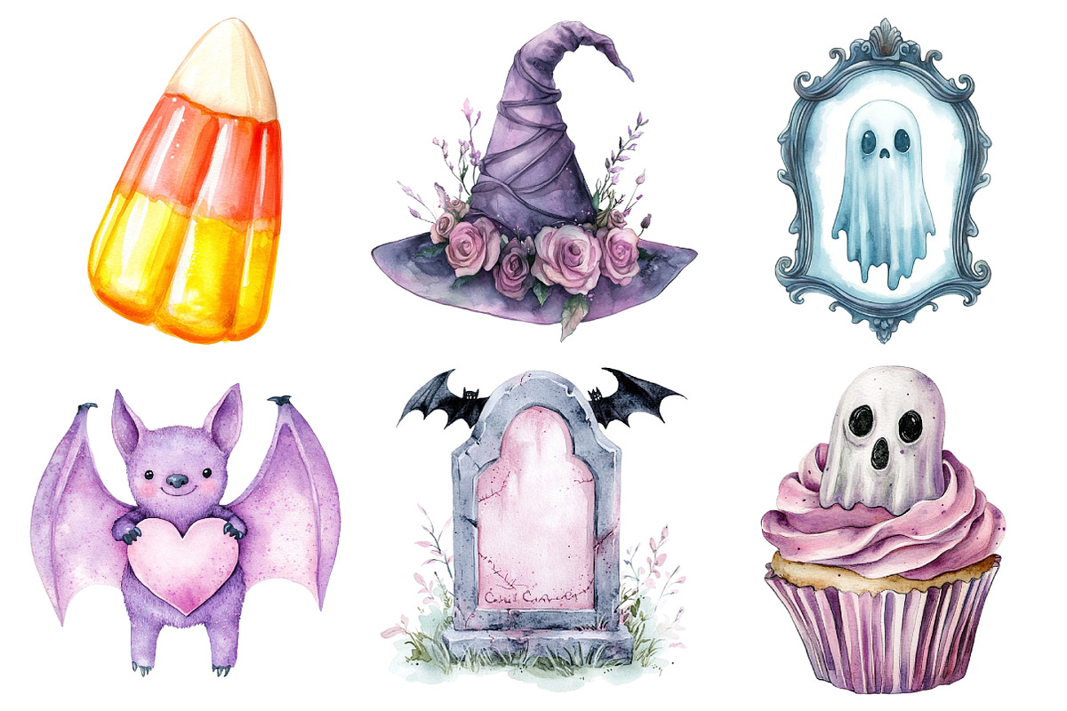 Watercolor Pastel Gothic Halloween, an Illustration by Daily.Designs (Photo 2 of 5)