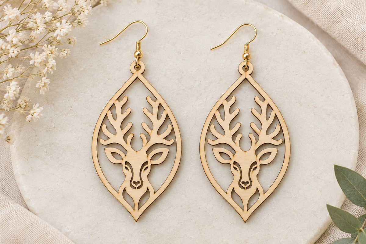 Reindeer Earrings Laser Cut SVG, an Object Graphic by Canvas Craft (Photo 3 of 3)