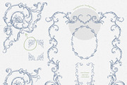 Wedding clip art blue baroque frames, a Decorative Illustration by GrafikBoutique (Thumbnail 2 of 11)