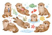 Cute Sea Otter Clipart Watercolor, an Animal Illustration by ArtGiftsStudio (Thumbnail 2 of 4)