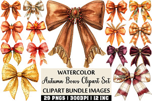 Autumn Bows Clipart Set, an Illustration by Craft Nest