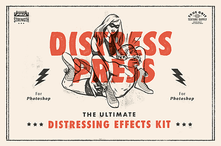 Distress Press For Photoshop, an Action Add-On by True Grit Texture Supply