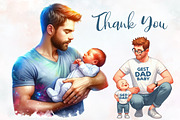 New Dad Fathers Day Watercolor Png, an Illustration by RobertsArt (Thumbnail 6 of 8)