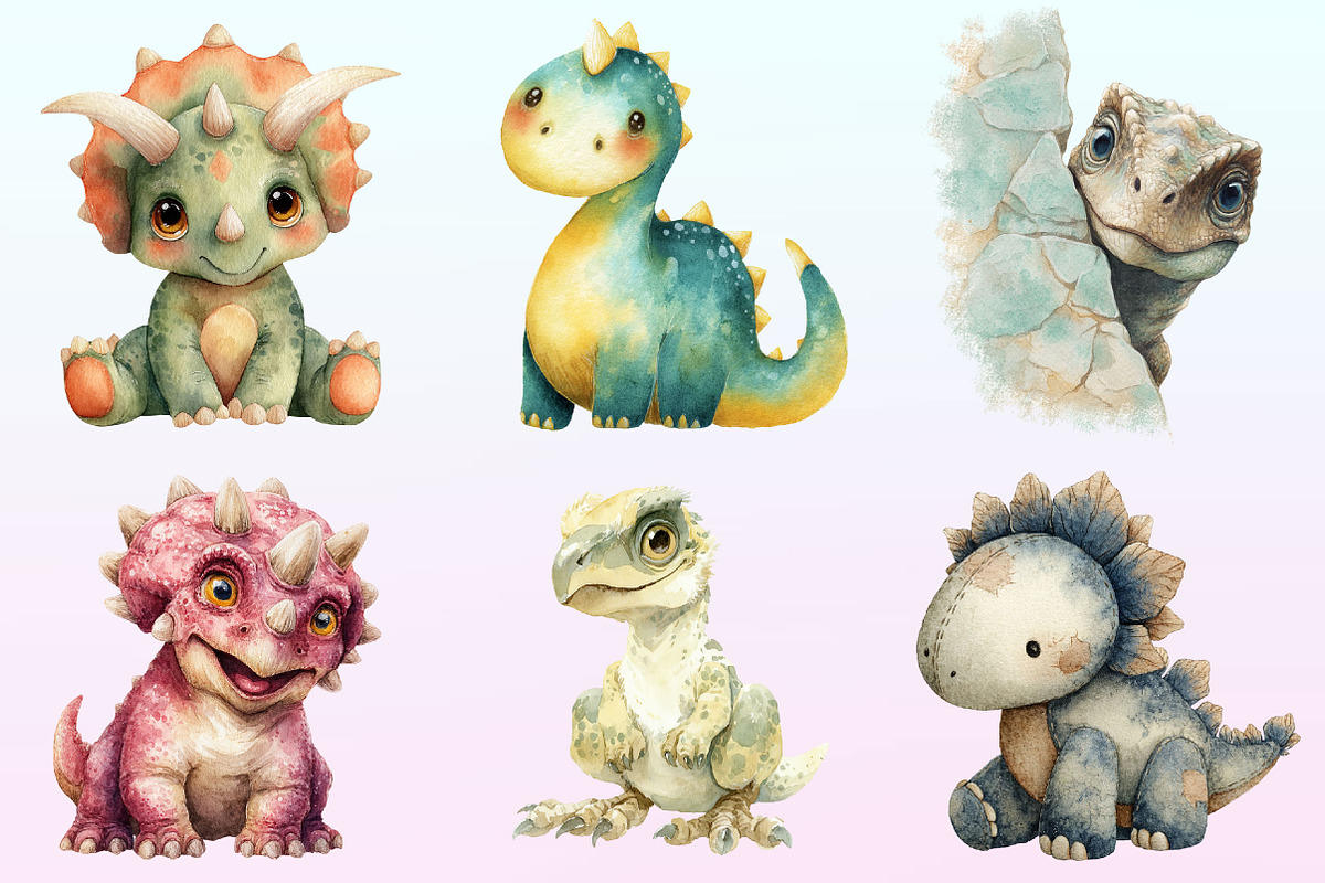 Watercolor Prehistoric Cute Dinosaur, a Graphic by CitraGraphics (Photo 2 of 4)