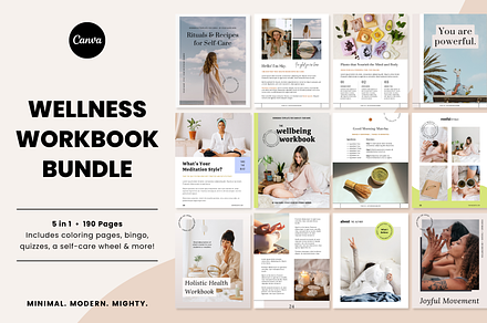 Wellness Workbook Bundle for Canva, a Magazine Template by Erin Cassidy