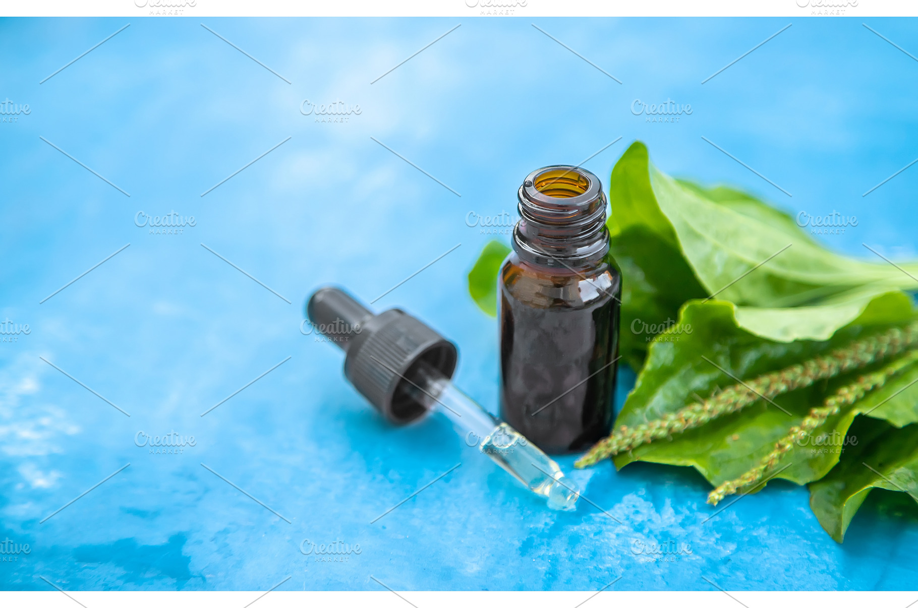 Plantain extract in a small bottle, a Nature Photo by yanadjana