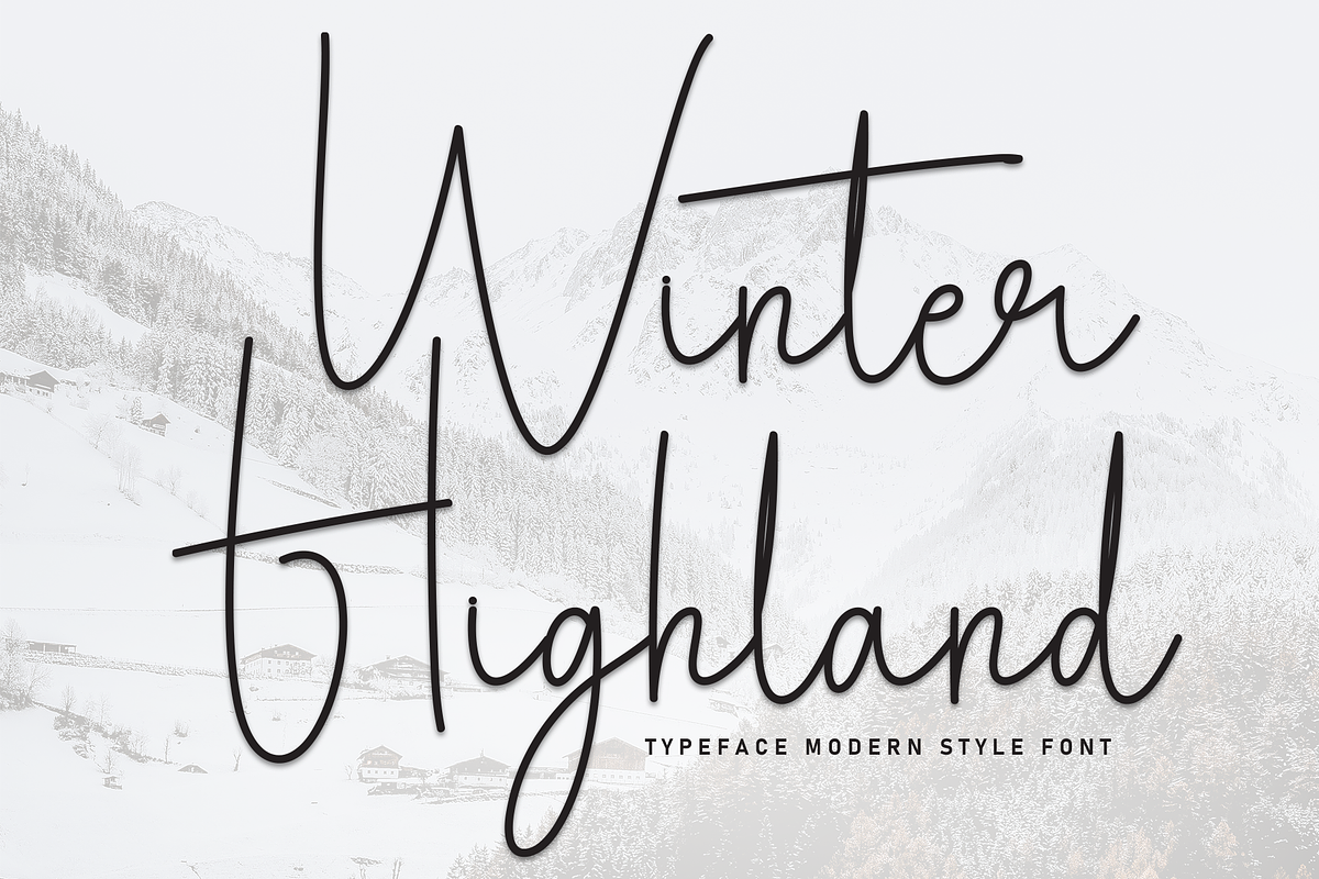 Winter Highland | Script Font, a Handwritten Font by Scratchones (Photo 1 of 8)