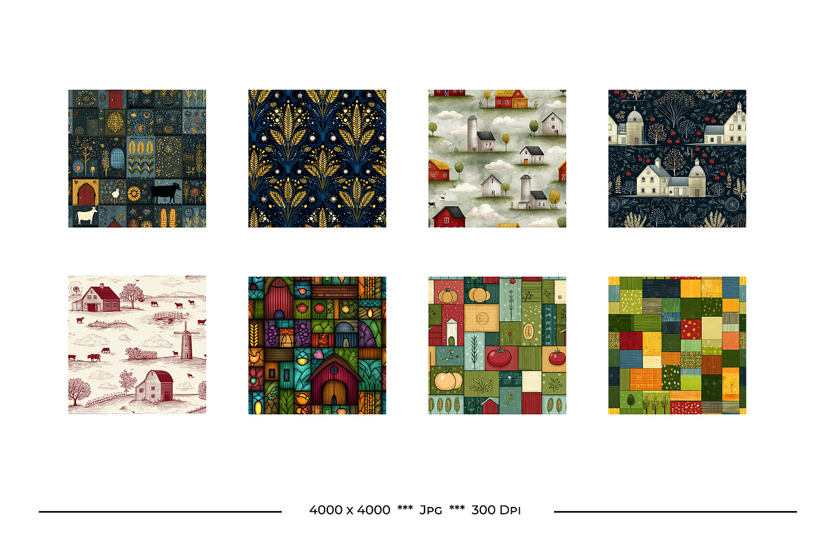 On The Farm Retro Art Style Patterns, a Pattern Graphic by karenfoleyphoto (Photo 4 of 18)