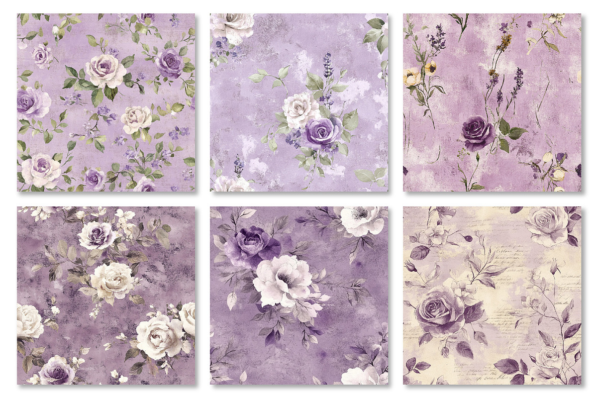 Purple Shabby Chic Digital Paper, a Texture Graphic by Dream Creation (Photo 3 of 7)