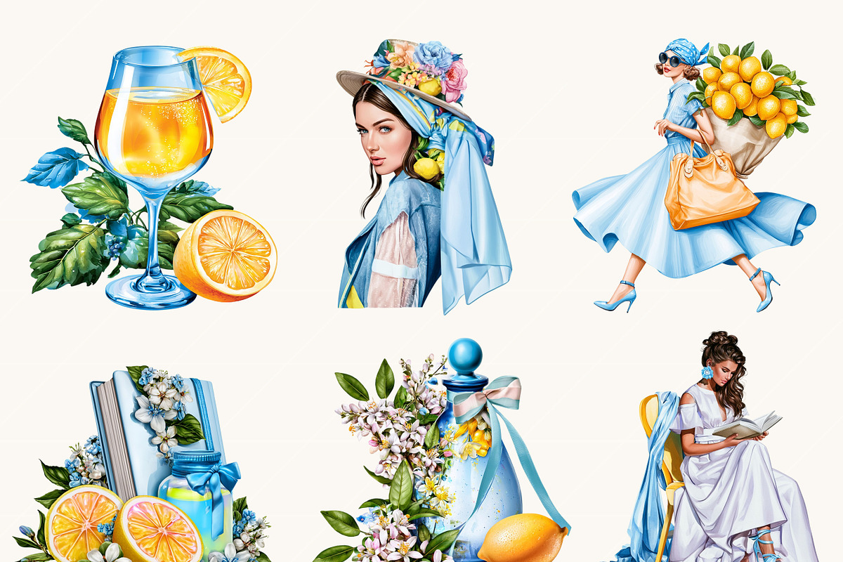 Mediterranean Summer Girl Clipart, a Person Illustration by BusyDaydesign (Photo 6 of 9)