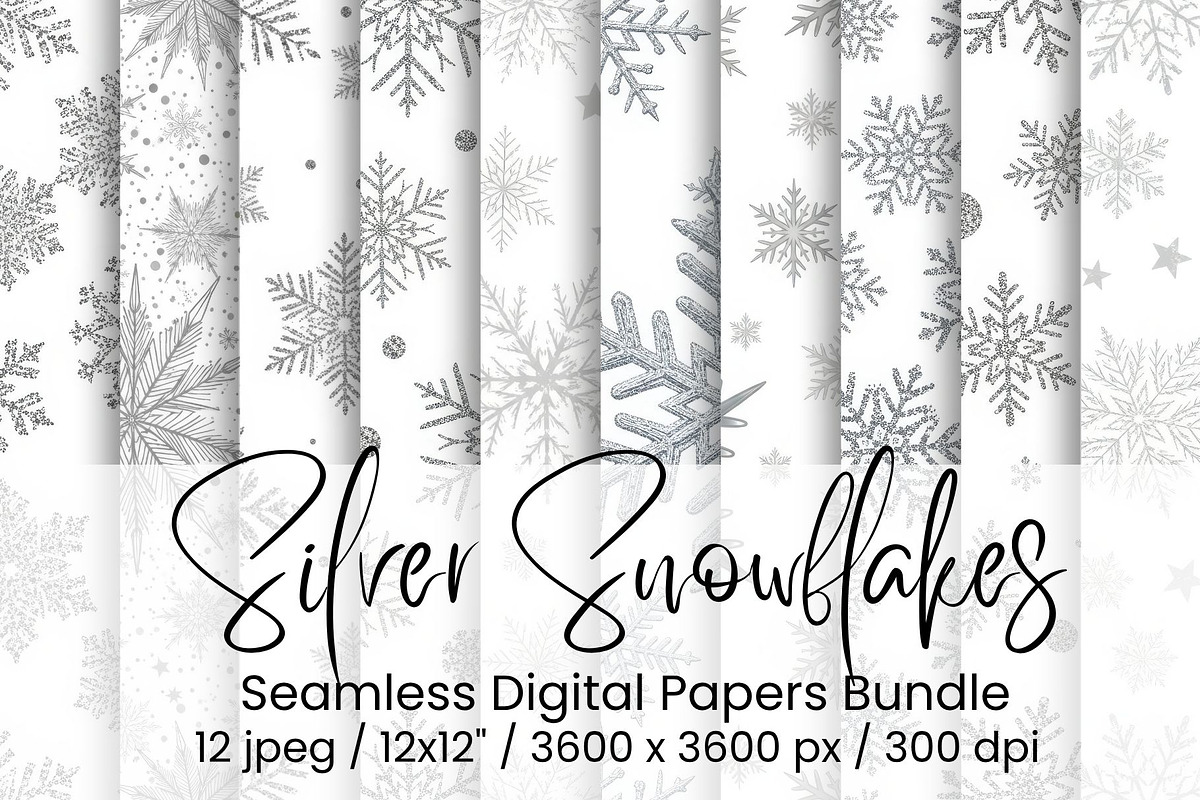 Silver Snowflakes Seamless, an Illustration by Mashimara (Photo 1 of 5)