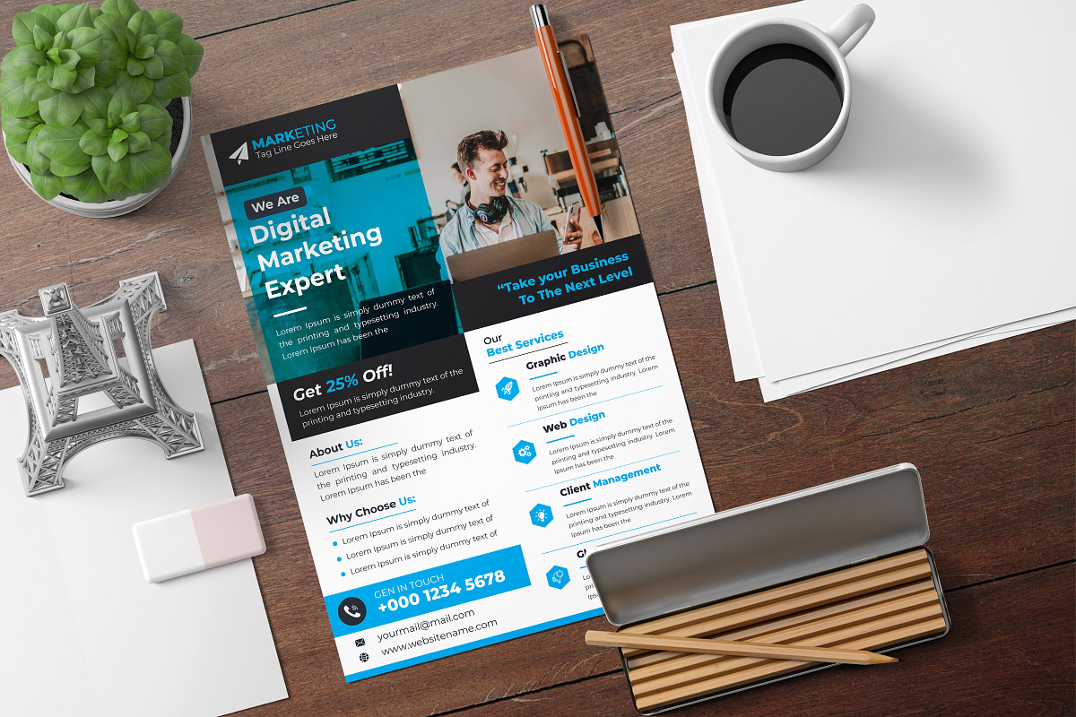 Corporate Theme Business Flyer, a Marketing Template by Graphiexperto (Photo 6 of 6)
