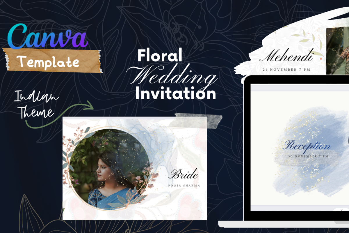 Indian Wedding Invite CANVA Template, a Templates & Theme by Kreativity13