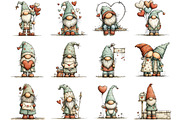 Whimsical Valentine Gnome Clipart, an Illustration by Designking (Thumbnail 2 of 5)