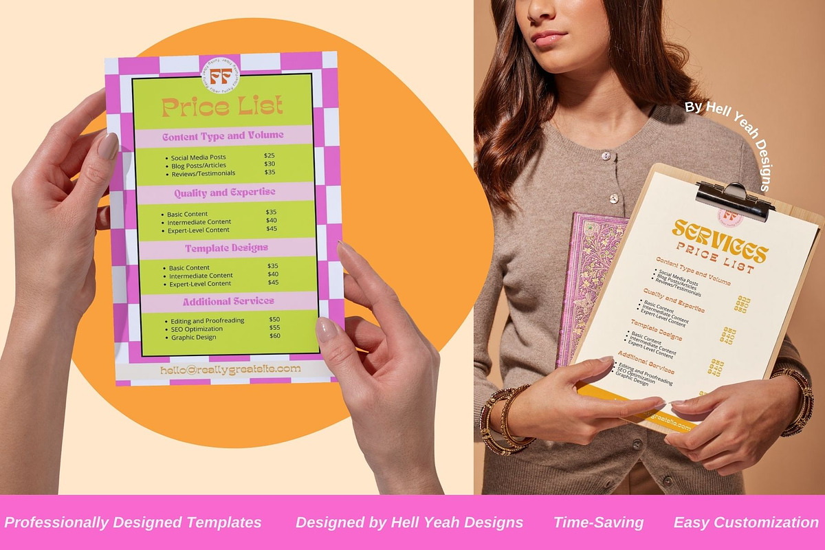 Funky Price List Templates, a Stationery Template by Hell Yeah Designs (Photo 7 of 7)