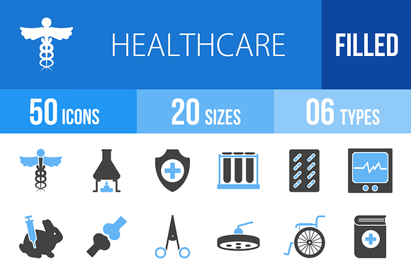 50 Healthcare Blue & Black Icons preview 4