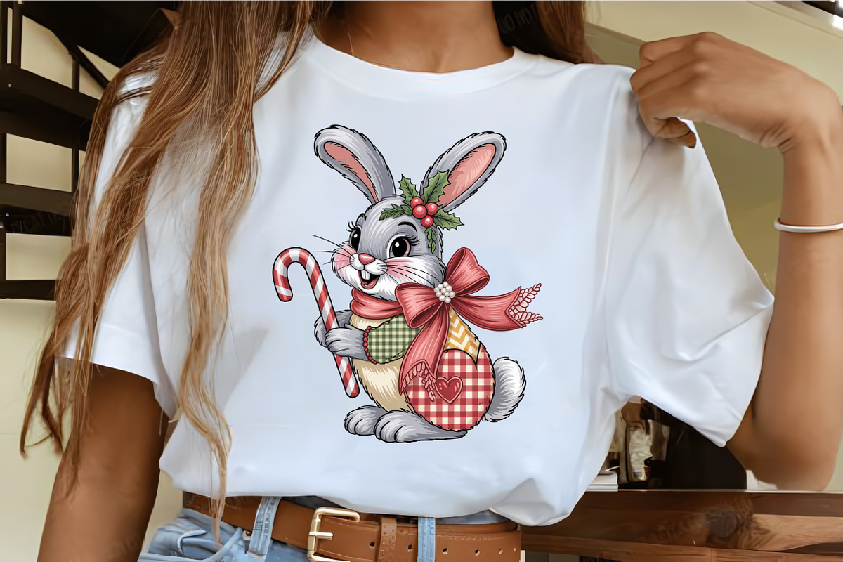 Faux Embroidery Christmas Bunny with, an Illustration by CrexoraLab (Photo 2 of 6)
