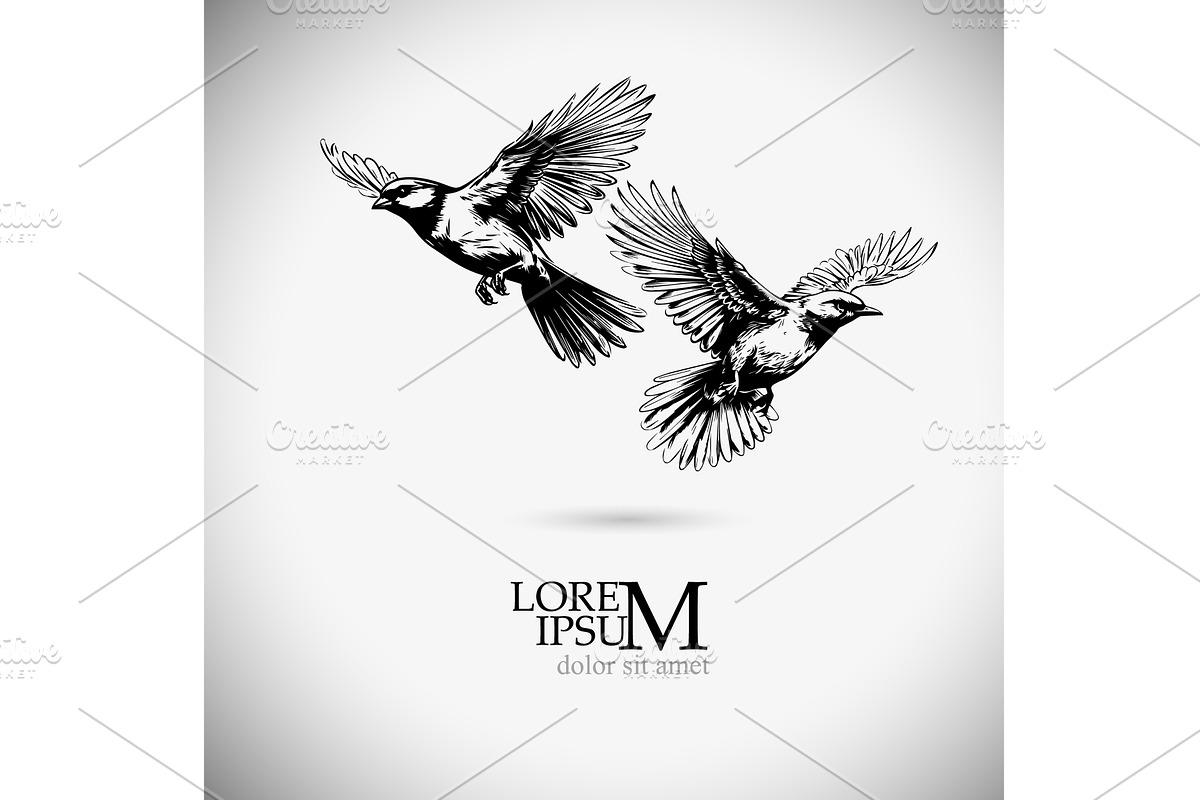 Flying Tits. Flying birds silhouette, an Animal Illustration by Nenahliadava Design