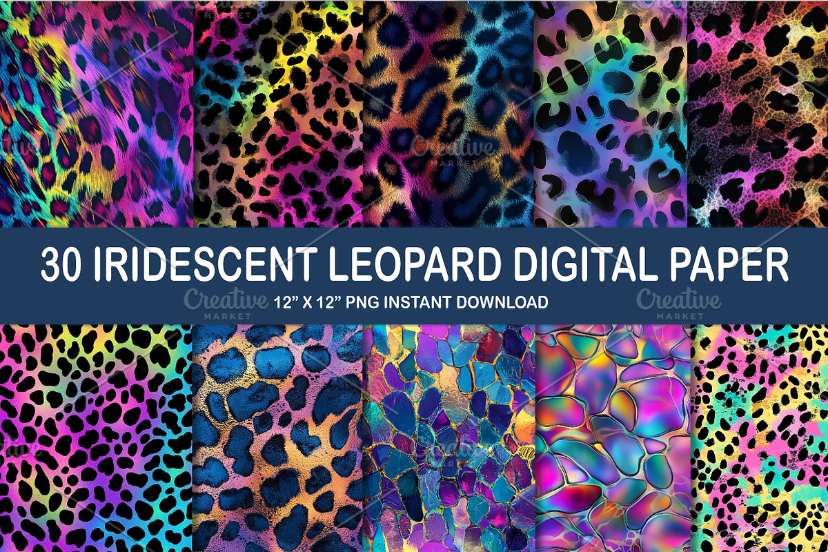 Iridescent Leopard Print Digital Pap, a Pattern Graphic by Watercolor design (Photo 1 of 4)