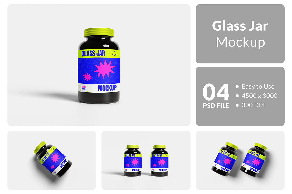 Glass Jar Mockup, a Packaging Mockup by Hazzpro_Std (Photo 1 of 5)