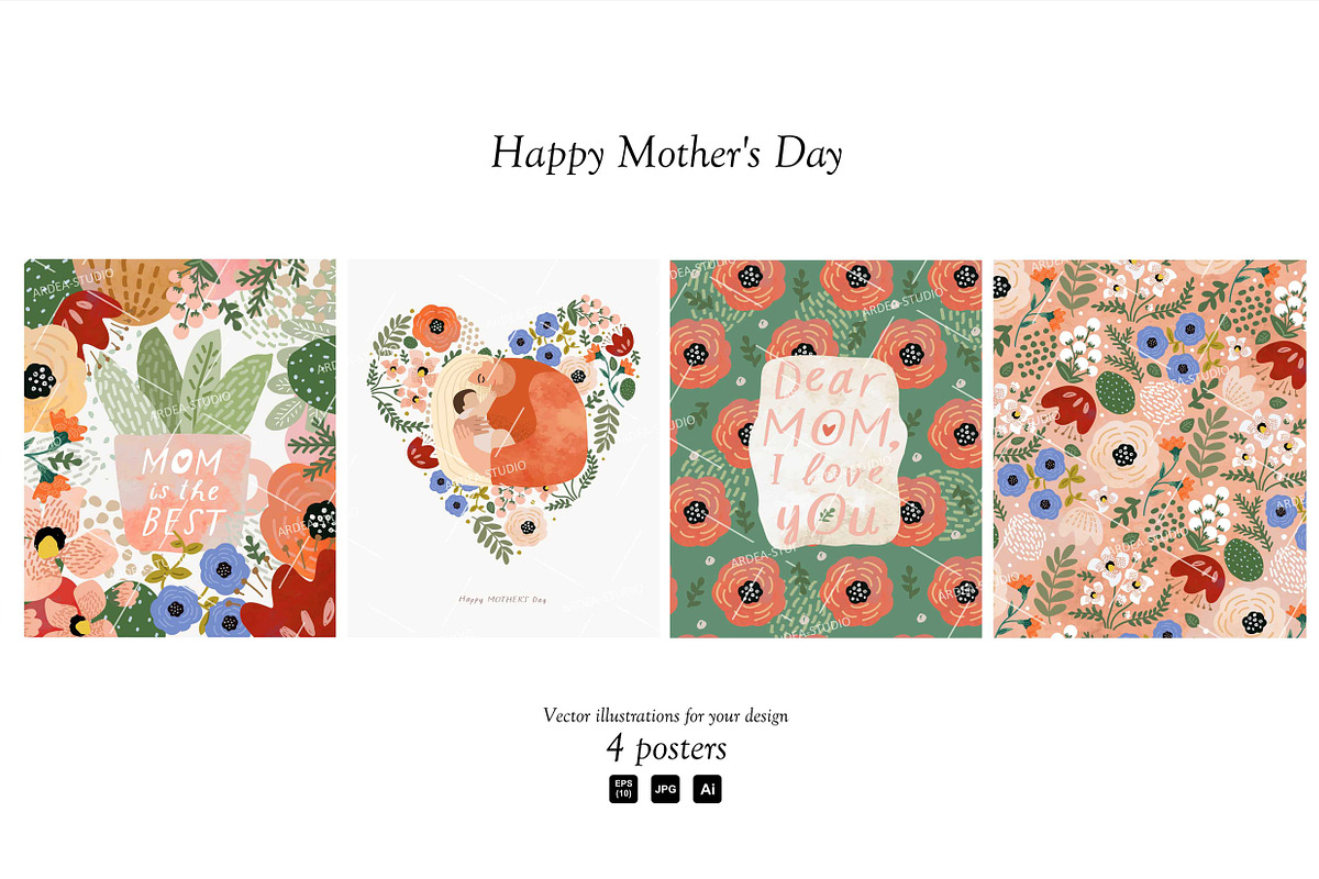 Mother's Day Cards, an Illustration by Ardea-studio