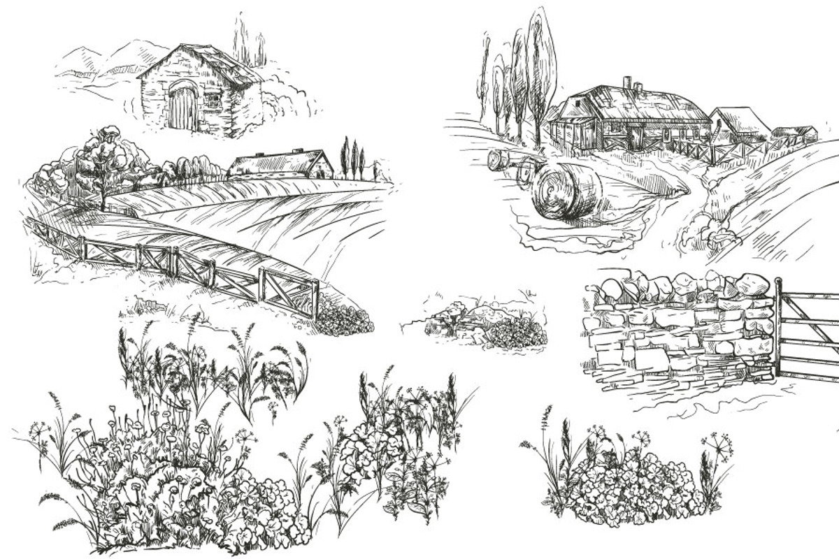 Cows with calves on the farm., an Animal Illustration by ArtOwl (Photo 3 of 3)