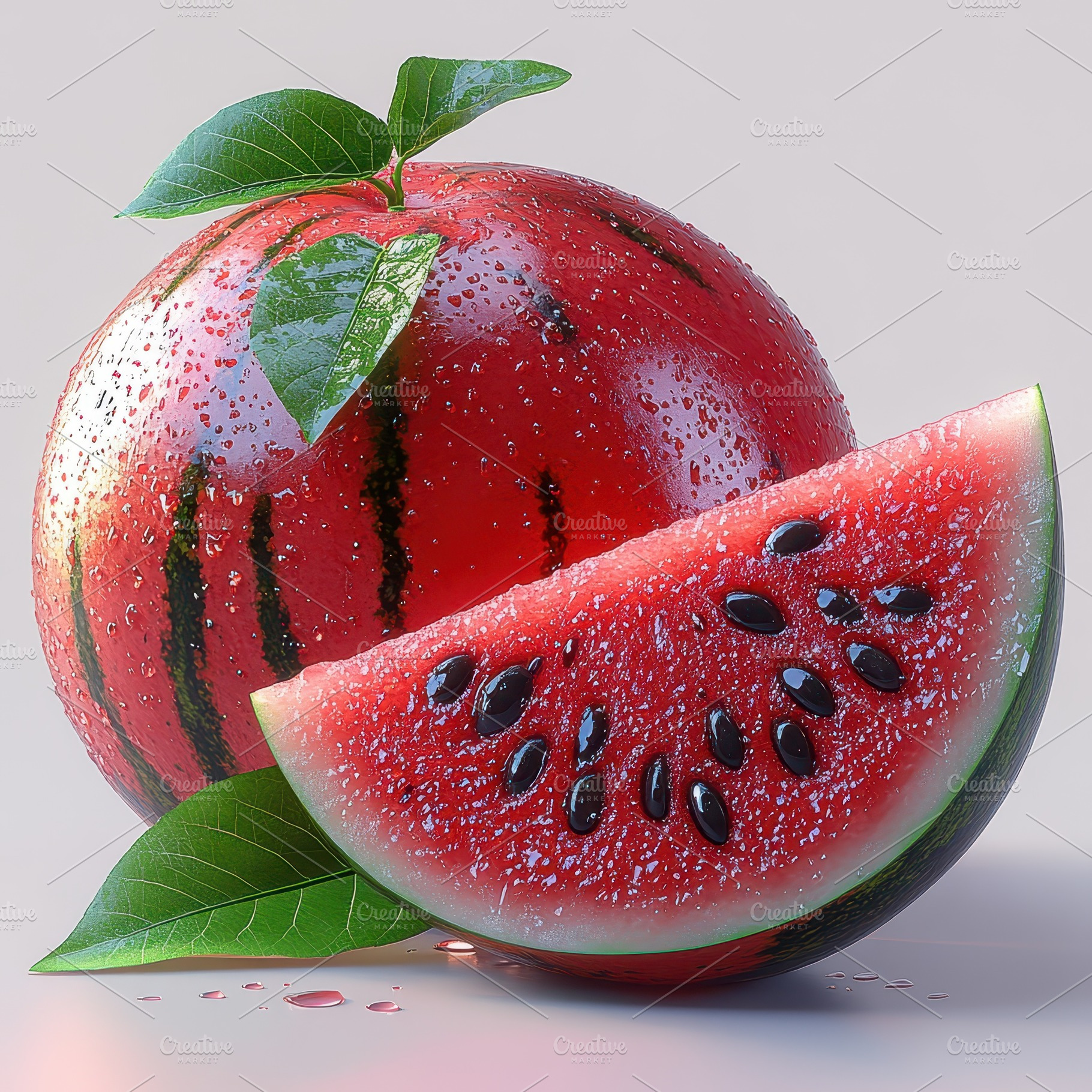 Juicy Watermelon Slice and Whole Fru, a Food & Drink Photo by Pixeness Studio