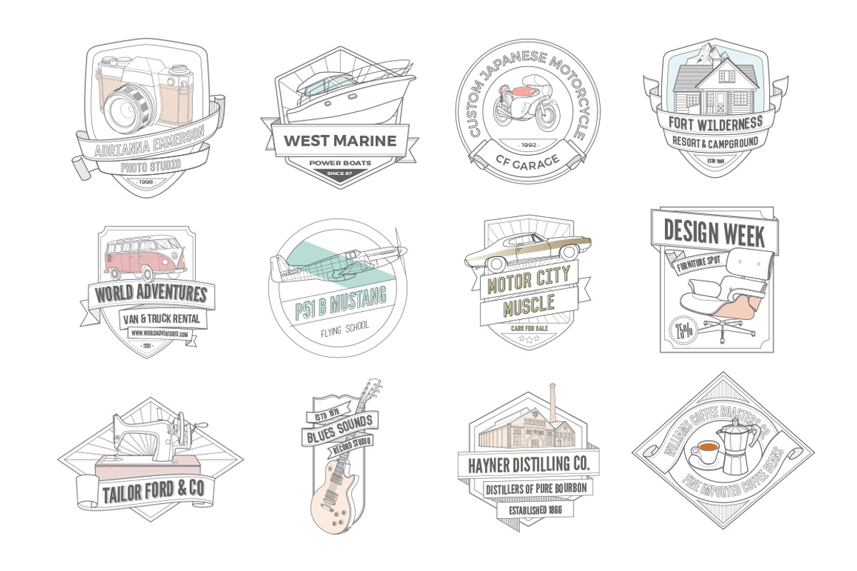Illustrated Badge Template Pack, a Branding & Logo Template by Liviu (Photo 1 of 6)