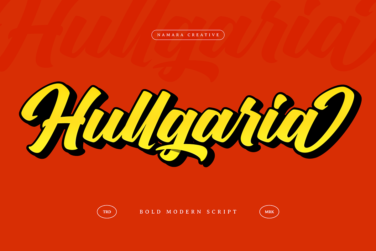 Hullgaria - Bold Script Fonts, a Script Font by Namara Creative Studio (Photo 1 of 12)