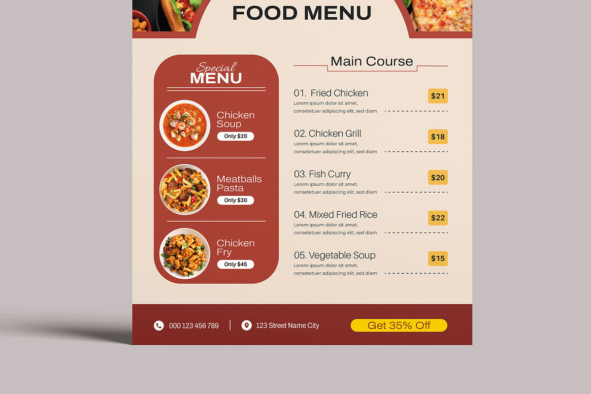 Food Menu Template, a Flyer Template by MightyDesign (Photo 5 of 8)