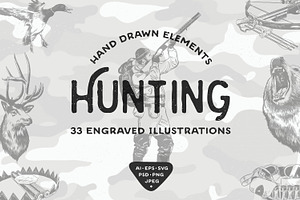 Hunting Hand Drawn Logo Elements