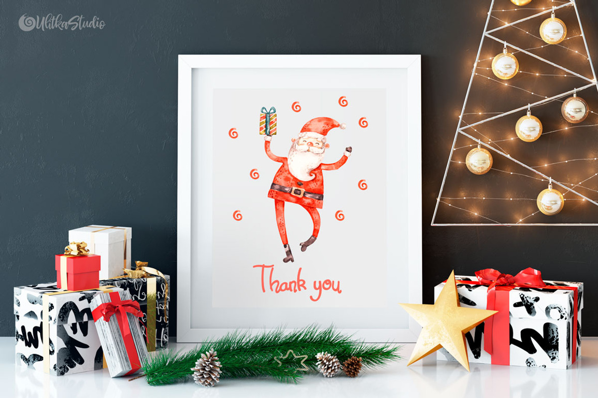 Happy Santa Claus. Christmas clipart, a Decorative Illustration by UlitkaStudio (Photo 10 of 10)