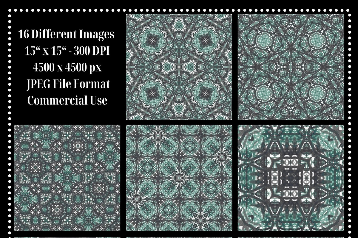 Black & Emerald Watercolor Patterns, a Pattern Graphic by Gen Aumonier (Photo 3 of 7)
