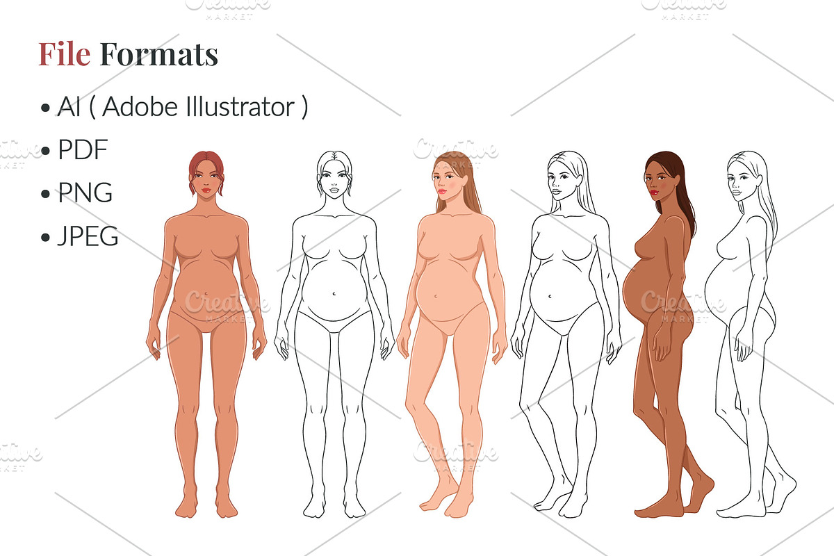 Maternity Fashion Croquis Templates, a Person Illustration by Shorena Fashion Draws (Photo 9 of 12)