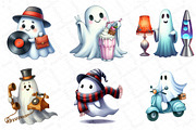 Funny Retro Halloween Ghost Clipart, an Illustration by DreamPrint404 (Thumbnail 3 of 6)
