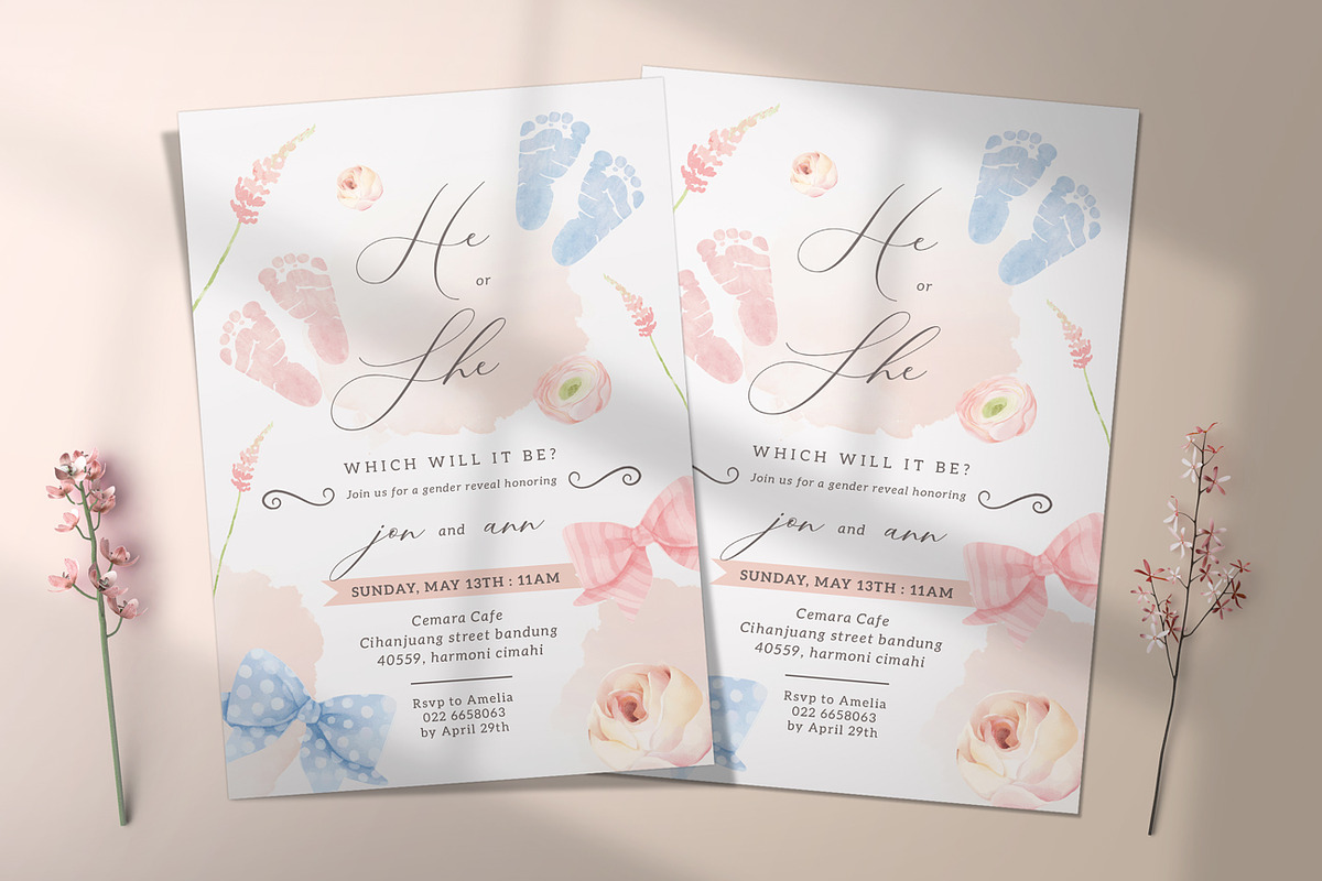Baby Gender Reveal Invitation, an Invitation Template by Aarley Kaiven (Photo 1 of 2)