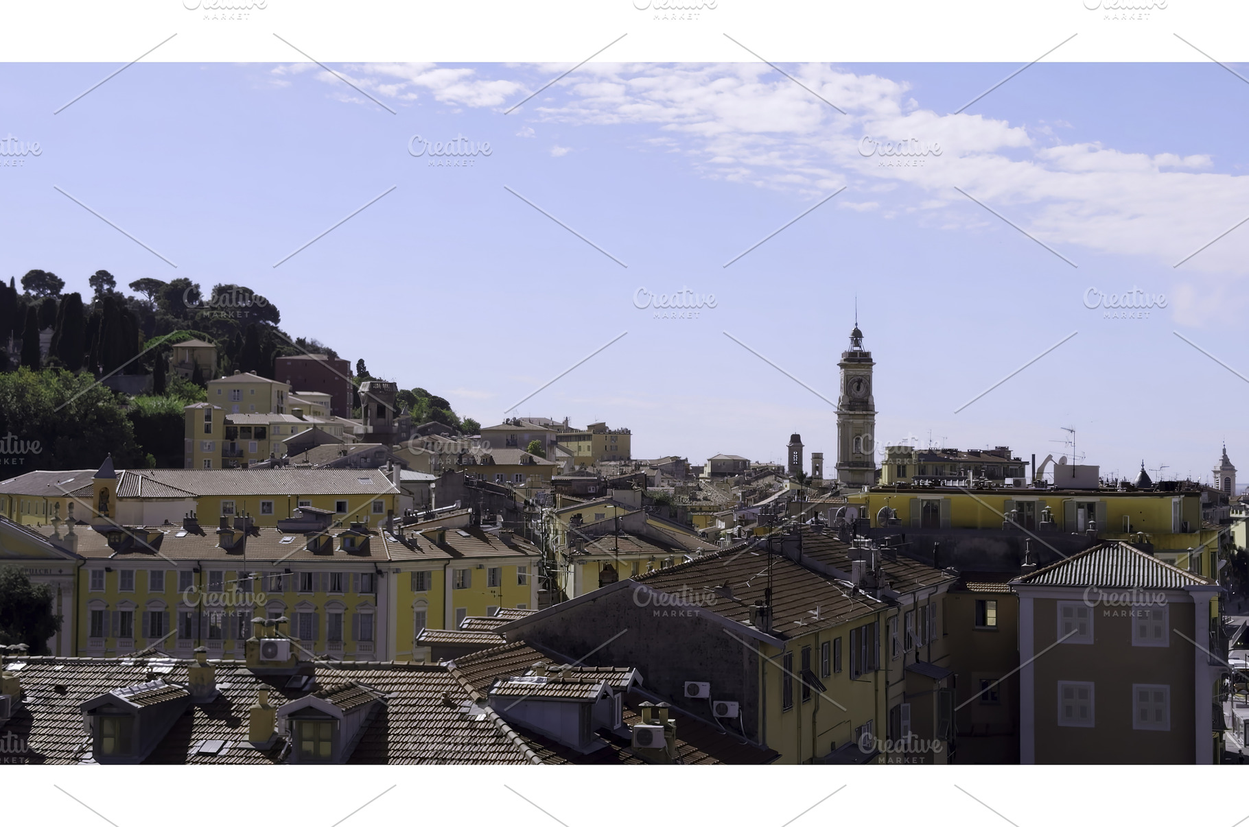 Grasse cityscape with clear blue sky, an Architecture Photo by Media Whale Stock