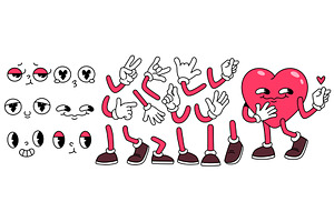 Retro cartoon heart character, an Illustration by art PVP - market