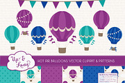 Peacock Hot Air Balloons & Patterns, an Illustration by Amanda Ilkov (Thumbnail 1 of 5)