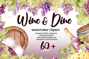 Watercolor Wine Clipart