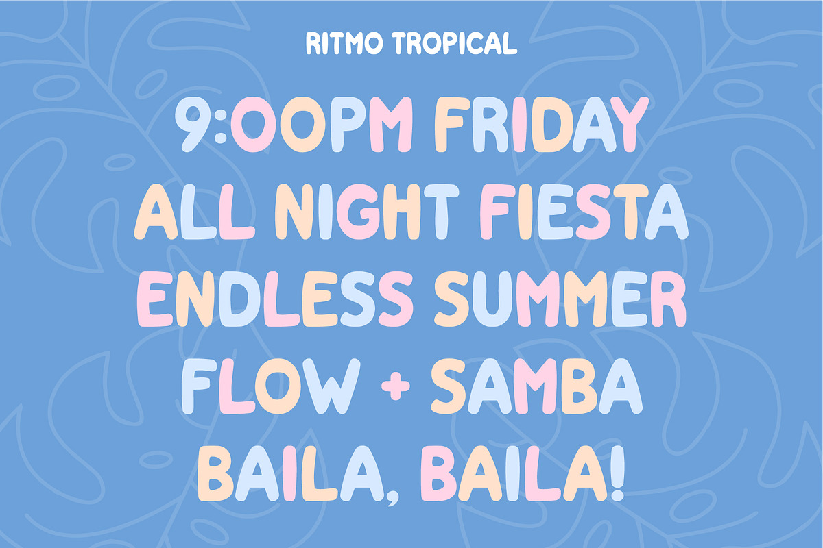 Ritmo Tropical by Emily Ann Hill, a Sans Serif Font by Emily Ann Hill Type Co. (Photo 3 of 4)
