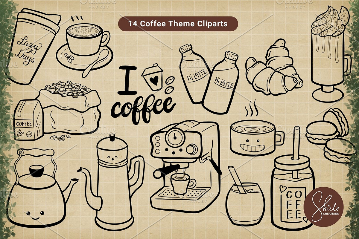 Coffe Time - Lineart Set, a Food Illustration by shielscreations (Photo 2 of 4)